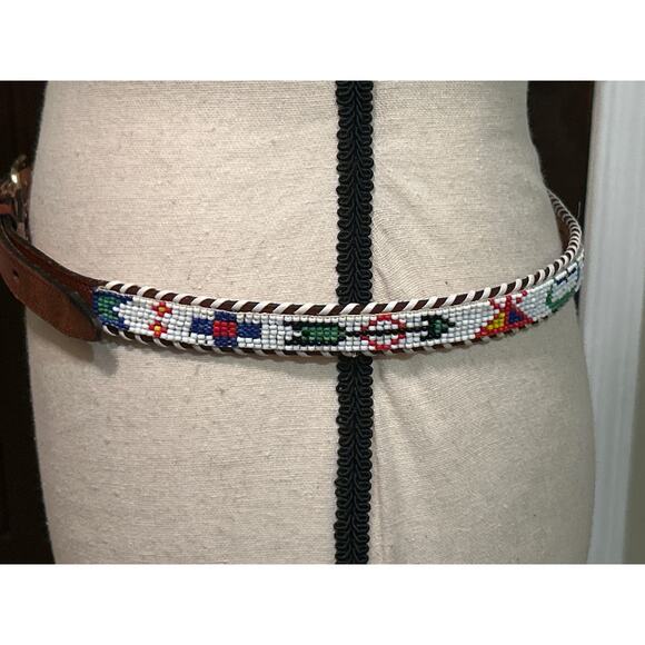 Beautiful Hand Beaded & Laced Thunderbird Belt - Picture 3 of 5